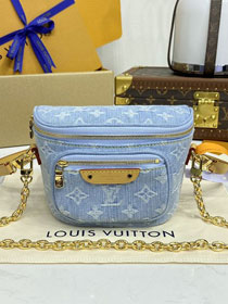 Louis vuitton original denim mini bumbag M83353 light blue