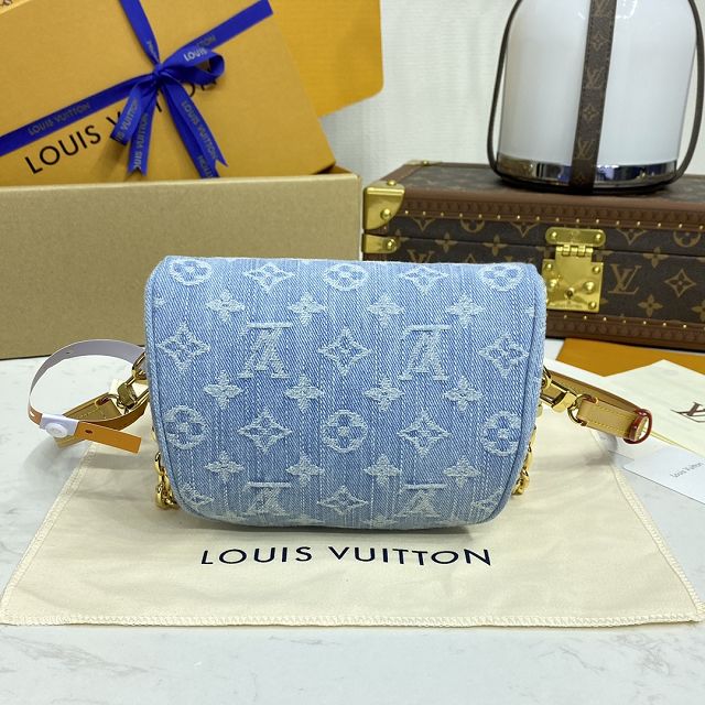 Louis vuitton original denim mini bumbag M83353 light blue