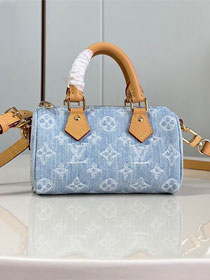 Louis vuitton original denim nano speedy M11212 light blue