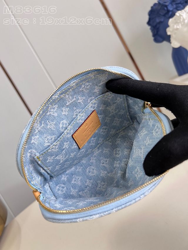 Louis vuitton original denim pochette cosmetique M83616 light blue