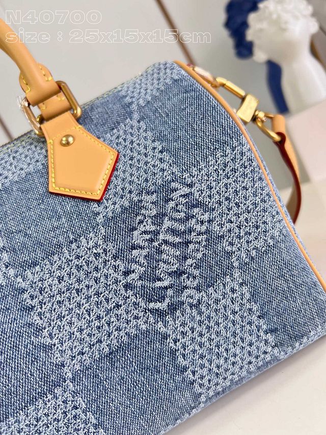 Louis vuitton original denim speedy 25 N40700 blue