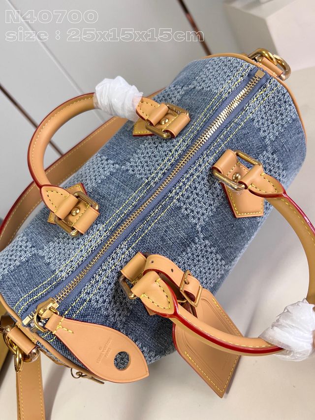 Louis vuitton original denim speedy 25 N40700 blue