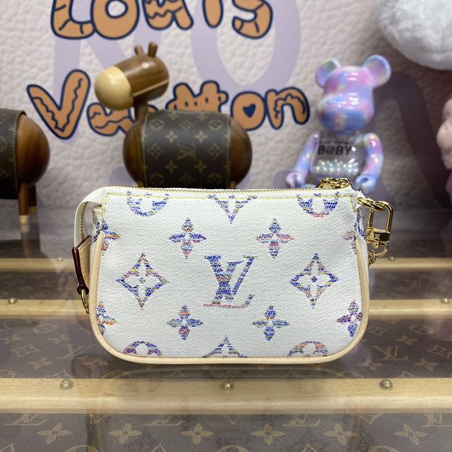 Louis vuitton origianl denim mini pochette accessoires M58009 white