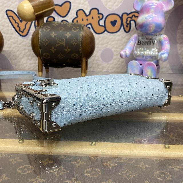 Louis vuitton original ostrich calfskin slim trunk M25445 light blue