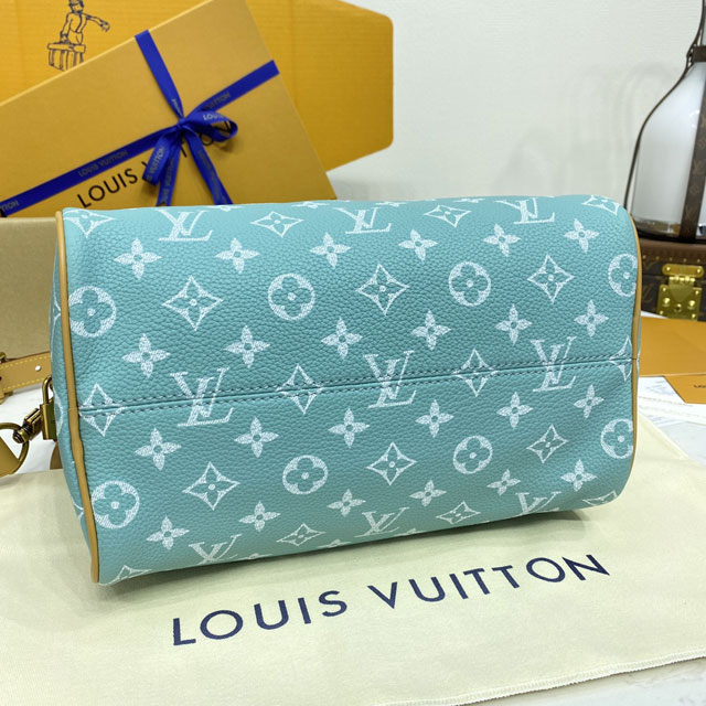 Louis vuitton original soft calfskin speedy P9 25 M24423 turquoise