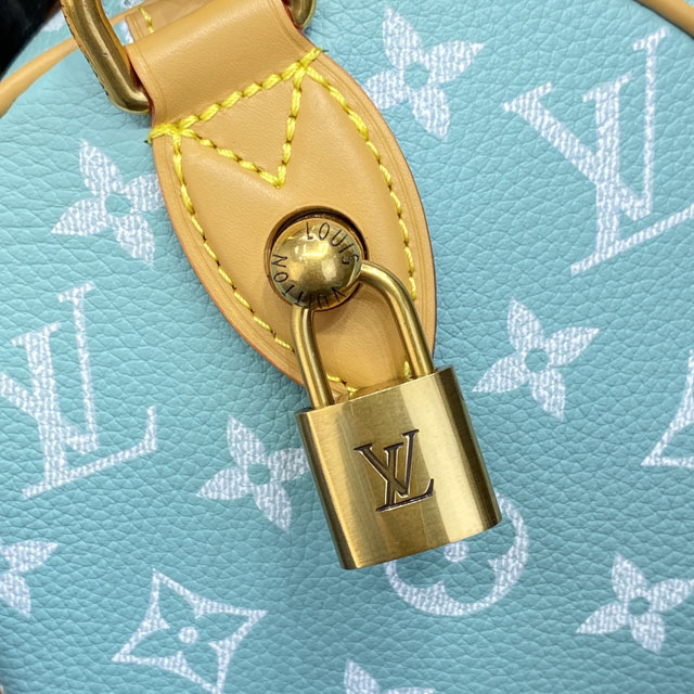 Louis vuitton original soft calfskin speedy P9 25 M24423 turquoise