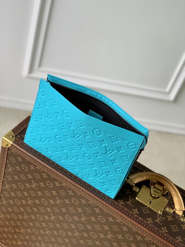 Louis vuitton original calfskin voyage pochette M11466 blue