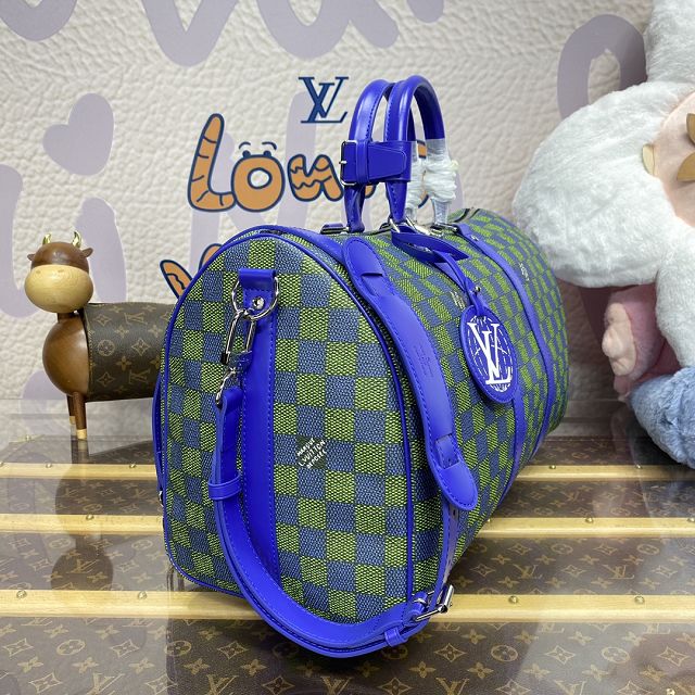 Louis vuitton original damier graphite keepall 45 N41418 blue&green