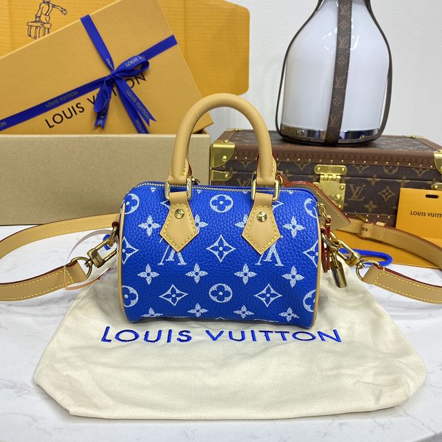 Louis vuitton original soft calfskin nano speedy 18 M24419 blue