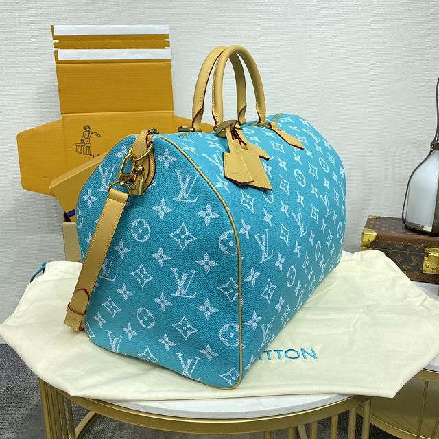 Louis vuitton original soft calfskin speedy P9 50 M11565 turquoise