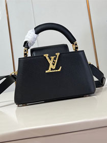 Louis vuitton original calfskin capucines east west mini M24671 black