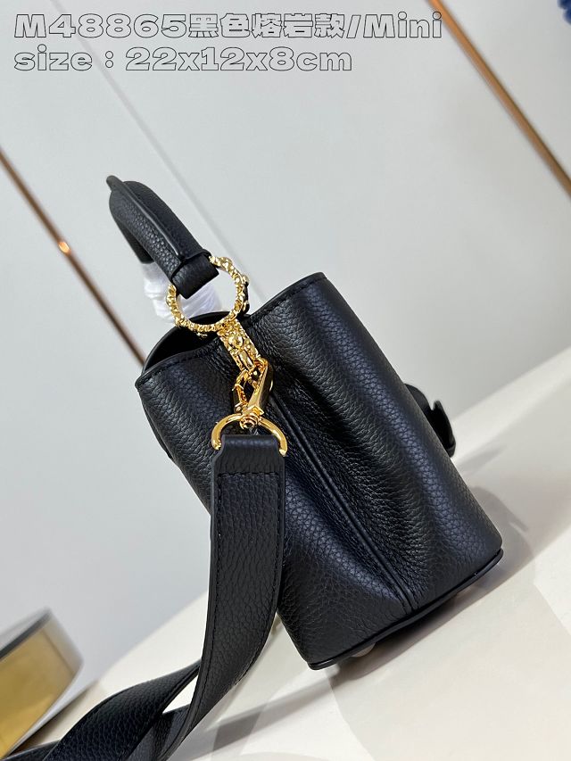 Louis vuitton original calfskin capucines east west mini M24671 black