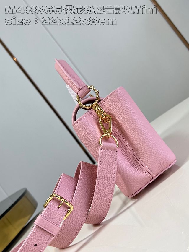 Louis vuitton original calfskin capucines east west mini M24671 pink