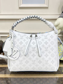 Louis vuitton original mahina leather beaubourg hobo MM bag M56073 white