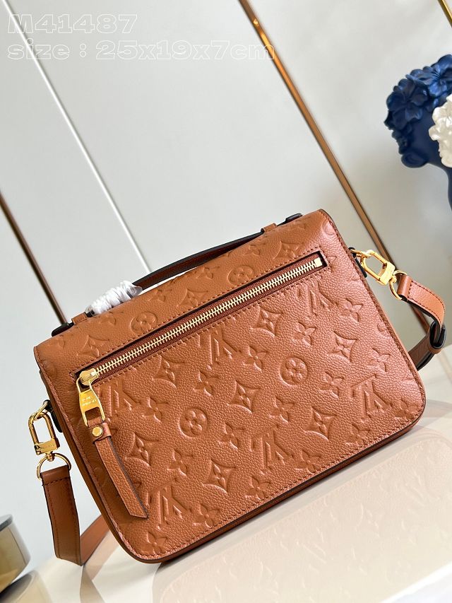 Louis vuitton original calfskin pochette metis M41487 cognac brown