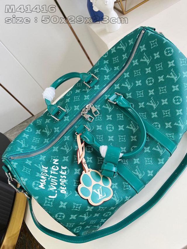 Louis vuitton original monogram canvas keepall 50 M41416 green