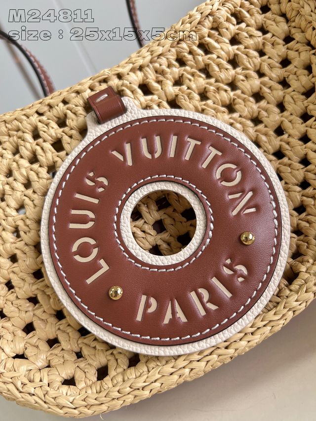 Louis vuitton original raffia croissant  mm handbag M24811 natural