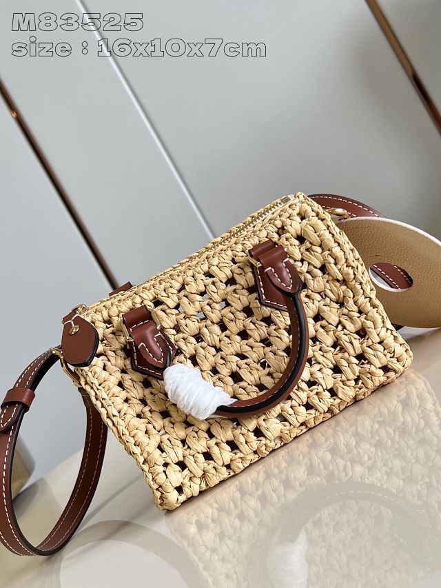 Louis vuitton original raffia nano speedy handbag M83525 natural