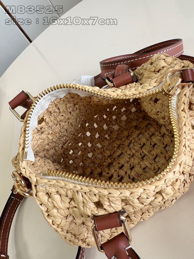 Louis vuitton original raffia nano speedy handbag M83525 natural