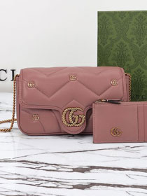 GG original calfskin marmont mini flap bag 768293 dusty pink