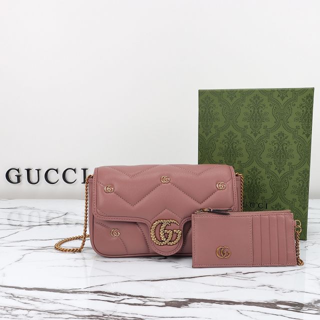 GG original calfskin marmont mini flap bag 768293 dusty pink