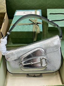 GG original calfskin horsebit 1955 small shoulder bag 764155 silver