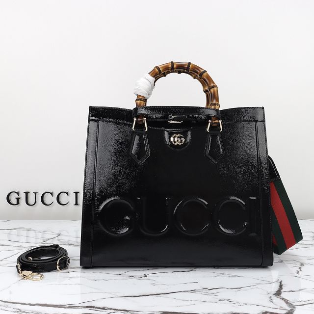 GG original calfskin diana medium tote bag 678842 black