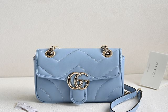 GG original calfskin marmont mini bag 446744 light blue