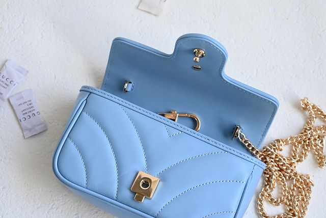 GG original calfskin marmont super mini bag 476433 light blue