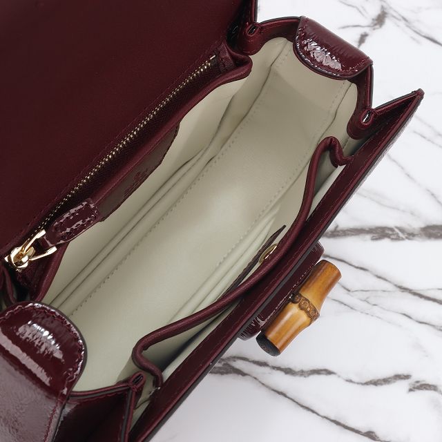 GG original patent calfskin small top handle bag 675797 wine