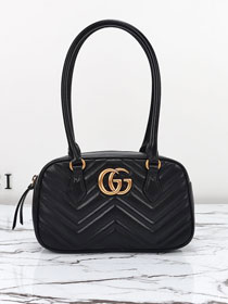 GG original calfskin marmont small top handle bag 795199 black