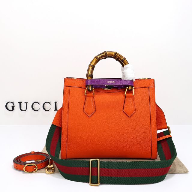 GG original calfskin diana small tote bag 702721 orange