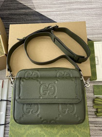 GG original calfskin jumbo GG small crossbody bag 794088 green