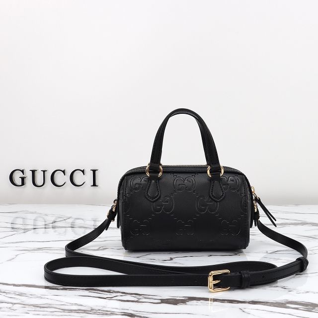 GG original calfskin super mini top handle bag 790130 black