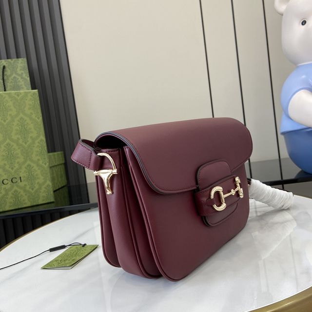 GG original calfskin 1955 horsebit shoulder bag 815178 wine