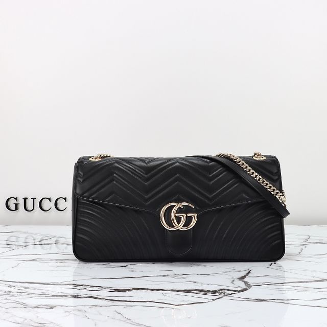 GG original calfskin marmont large shoulder bag 788371 black