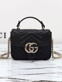 GG original calfskin marmont mini top handle bag 811238 black