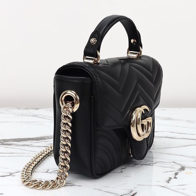 GG original calfskin marmont mini top handle bag 811238 black