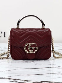 GG original calfskin marmont mini top handle bag 811238 bordeaux