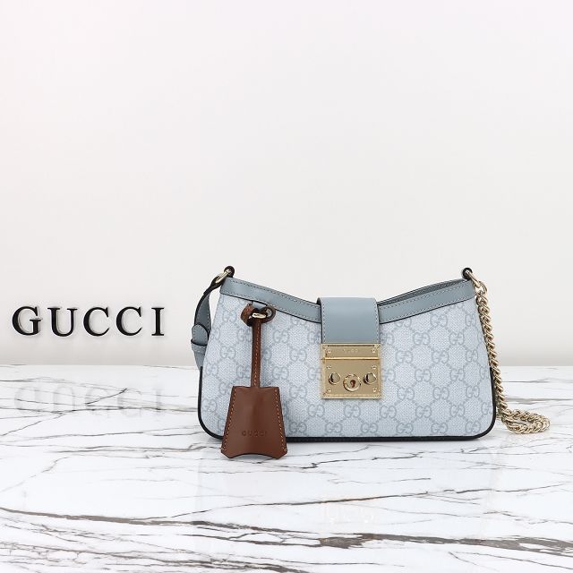 GG original canvas padlock small shoulder bag 811705 light blue