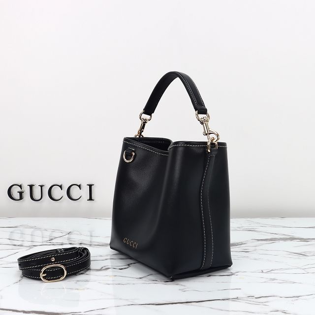 GG original calfskin emblem mini bucket bag 815118 black