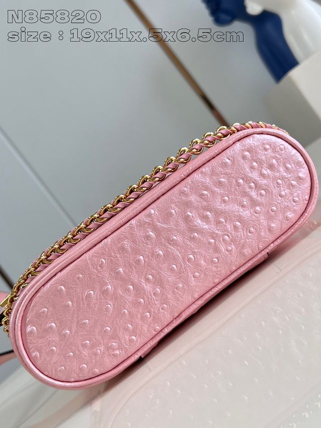 Louis vuitton original ostrich calfskin vanity chain pouch N85820 pink