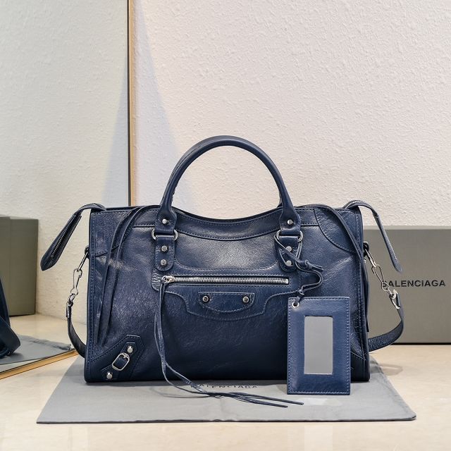 Balenciaga original lambskin le city medium bag 7977862 navy blue