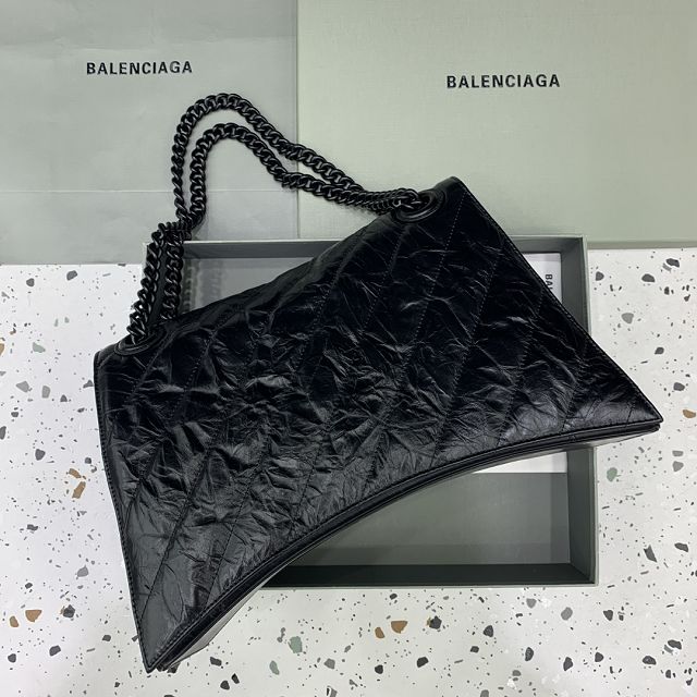 Balenciaga original calfskin crush large chain bag 7163322 black