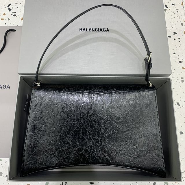 Balenciaga original calfskin crush large shoulder bag 7263322 black