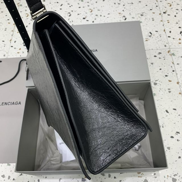 Balenciaga original calfskin crush large shoulder bag 7263322 black