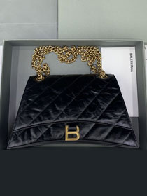 Balenciaga original calfskin crush medium chain bag 7163932 black