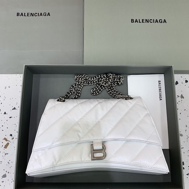 Balenciaga original calfskin crush medium chain bag 7163932 white