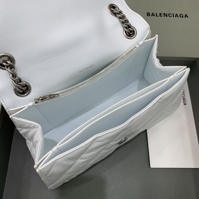 Balenciaga original calfskin crush medium chain bag 7163932 white