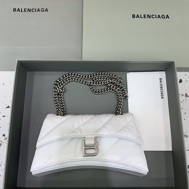 Balenciaga original calfskin crush small chain bag 7163512 white